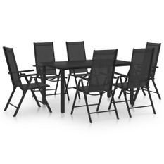 Ensemble de salle à manger de jardin 7 pcs Aluminium Noir 4