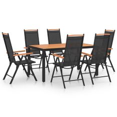 Ensemble de salle à manger de jardin 7 pcs Aluminium Noir 2