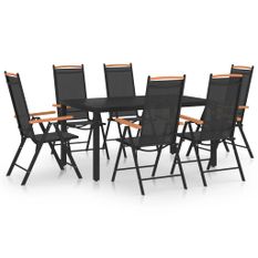 Ensemble de salle à manger de jardin 7 pcs Aluminium Noir