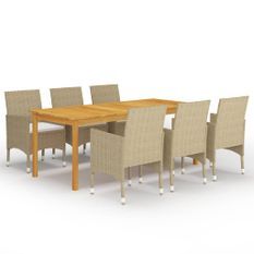 Ensemble de salle à manger de jardin 7 pcs Beige 5