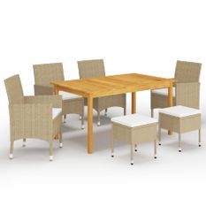 Ensemble de salle à manger de jardin 7 pcs Beige 3