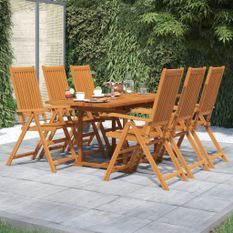 Ensemble de salle à manger de jardin 7 pcs Bois d'acacia massif 4