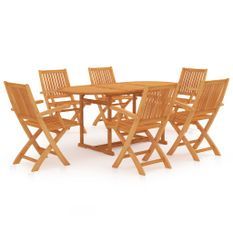 Ensemble de salle à manger de jardin 7 pcs Bois de teck massif 9