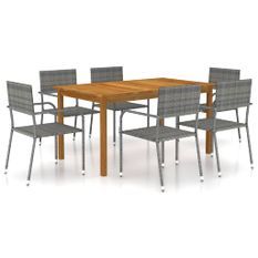 Ensemble de salle à manger de jardin 7 pcs Gris