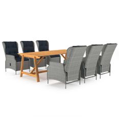 Ensemble de salle à manger de jardin 7 pcs Gris clair 24