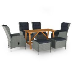 Ensemble de salle à manger de jardin 7 pcs Gris clair 11