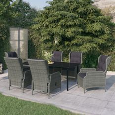 Ensemble de salle à manger de jardin 7 pcs Gris clair