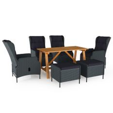 Ensemble de salle à manger de jardin 7 pcs Gris foncé 17
