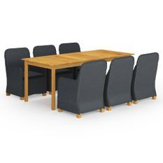 Ensemble de salle à manger de jardin 7 pcs Gris foncé 15