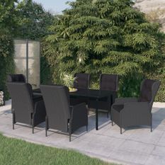 Ensemble de salle à manger de jardin 7 pcs Gris foncé