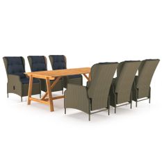 Ensemble de salle à manger de jardin 7 pcs Marron 52