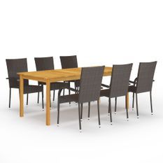 Ensemble de salle à manger de jardin 7 pcs Marron 13