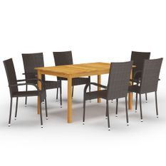 Ensemble de salle à manger de jardin 7 pcs Marron 16