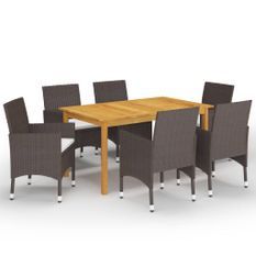 Ensemble de salle à manger de jardin 7 pcs Marron 14