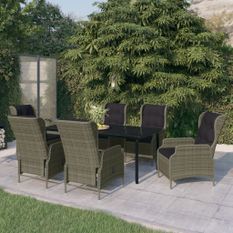 Ensemble de salle à manger de jardin 7 pcs Marron