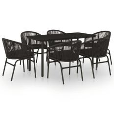 Ensemble de salle à manger de jardin 7 pcs Noir 27