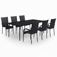 Ensemble de salle à manger de jardin 7 pcs Noir 33