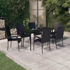 Ensemble de salle à manger de jardin 7 pcs Noir 29