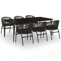 Ensemble de salle à manger de jardin 7 pcs Noir 24