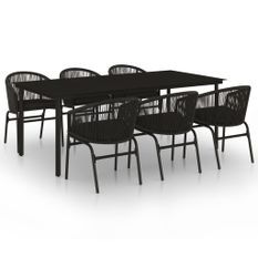 Ensemble de salle à manger de jardin 7 pcs Noir 22