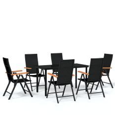 Ensemble de salle à manger de jardin 7 pcs Noir 19