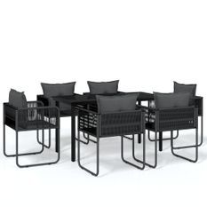 Ensemble de salle à manger de jardin 7 pcs Noir 18