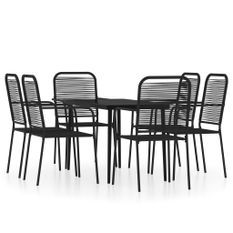Ensemble de salle à manger de jardin 7 pcs Noir 21