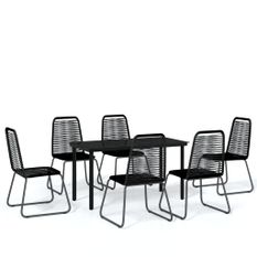 Ensemble de salle à manger de jardin 7 pcs Noir 14
