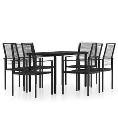 Ensemble de salle à manger de jardin 7 pcs Noir 11