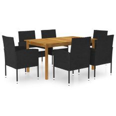 Ensemble de salle à manger de jardin 7 pcs Noir 125