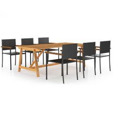 Ensemble de salle à manger de jardin 7 pcs Noir 119