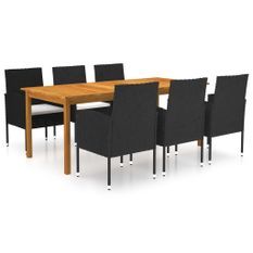 Ensemble de salle à manger de jardin 7 pcs Noir 67