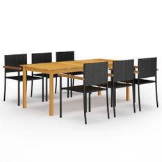 Ensemble de salle à manger de jardin 7 pcs Noir 73