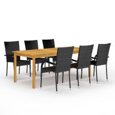 Ensemble de salle à manger de jardin 7 pcs Noir 53