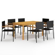 Ensemble de salle à manger de jardin 7 pcs Noir 59