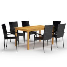 Ensemble de salle à manger de jardin 7 pcs Noir 56