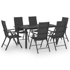 Ensemble de salle à manger de jardin 7 pcs Noir 54