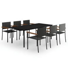 Ensemble de salle à manger de jardin 7 pcs Noir 38