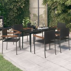 Ensemble de salle à manger de jardin 7 pcs Noir 39