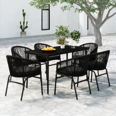 Ensemble de salle à manger de jardin 7 pcs Noir 45