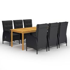 Ensemble de salle à manger de jardin 7 pcs Noir 28