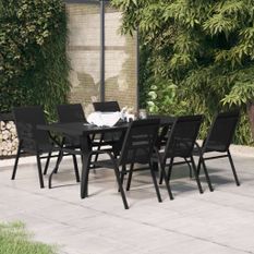 Ensemble de salle à manger de jardin 7 pcs Noir