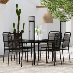 Ensemble de salle à manger de jardin 7 pcs Noir