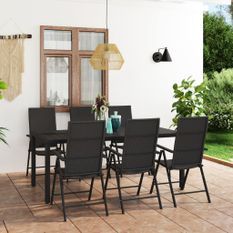 Ensemble de salle à manger de jardin 7 pcs Noir