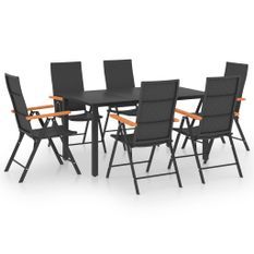 Ensemble de salle à manger de jardin 7 pcs Noir et marron 4