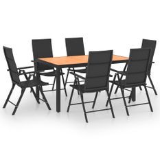 Ensemble de salle à manger de jardin 7 pcs Noir et marron 2