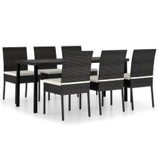 Ensemble de salle à manger de jardin 7 pcs Résine tressée Noir 3