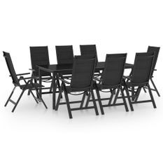 Ensemble de salle à manger de jardin 9 pcs Aluminium Anthracite 2