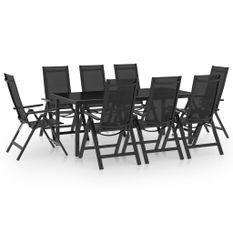 Ensemble de salle à manger de jardin 9 pcs Aluminium Anthracite