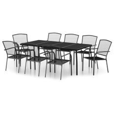 Ensemble de salle à manger de jardin 9 pcs anthracite acier